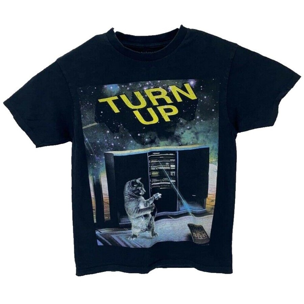 Funny Cat "Poison" Band Parody T-Shirt Black Medium Retro Style Rock Kitty Tee